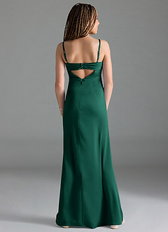 Azazie Leonis Junior Emerald A-Line Pleated Stretch Satin Dress image2