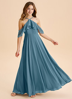 Azazie Tessabelle Junior Vestido de Bermudas de Gasa de Corte en A con Vestidos sin tirantes image4