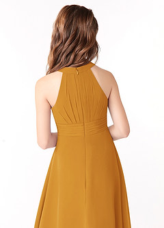 Azazie Linna Junior Butterscotch A-Line Pleated Chiffon Dress image3