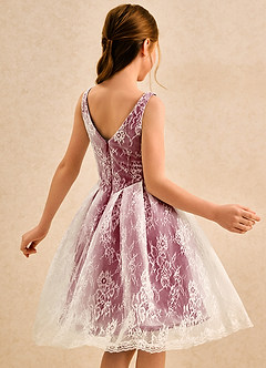Azazie Cubbie Girls Formal Flower Girl Dresses Burgundy A-Line Lace Dress image2