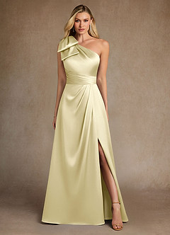 Azazie Easton Mother of the Bride Dresses Lemon Sorbet A-Line One Shoulder Stretch Satin Dress image1