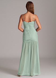 Azazie Aimie Bridesmaid Dresses Agave Mermaid Mesh Dress image6