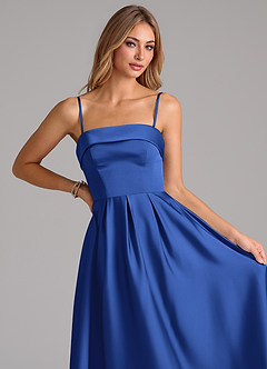 Azazie Lucienne Suknie dla druhen Linia A Pofałdowany Satyna elastyczna Długość kostki Sukienka image2