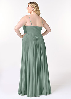 Azazie Vini Bridesmaid Dresses Silver Sage A-Line V-Neck Pleated Chiffon Dress image8