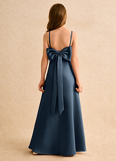 Azazie Joella Girls Formal Flower Girl Dresses Neptune A-Line Pleated Matte Satin Dress image1