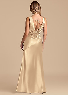 Azazie Rylina 신부 들러리 드레스 인어 메탈릭 새틴 바닥 길이 드레스 image6