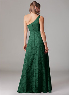 Azazie Ellianna Bridesmaid Dresses Dark Green A-Line One Shoulder Floral Burnout Dress image2