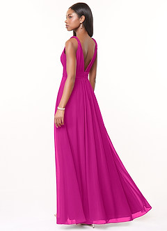 Azazie Maren Bridesmaid Dresses Fuchsia A-Line Pleated Chiffon Dress image4