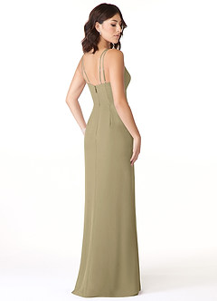 Azazie Leo Bridesmaid Dresses Moss Green Mermaid V-Neck Pleated Chiffon Dress image4
