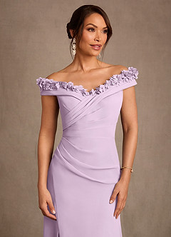 Azazie Jettie Abiti per la Madre della Sposa Abito Tubino in Chiffon Plissettato Lilla Glassato image5