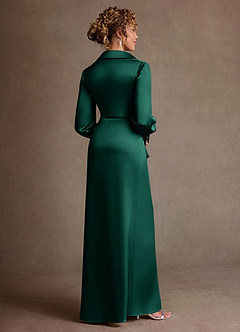 Azazie Jacinta Kleider für die Brautmutter Etui Plissee Stretch-Satin Kleid Smaragd image3