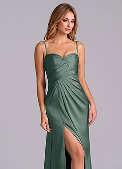 Azazie Sabrine Vente Finale Robe Trapèze en Satin extensible Encolure en Forme de Cœur Black image6