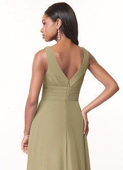 Azazie Julianna Abiti da Damigella Abito A-Line in Chiffon Verde Muschio image4
