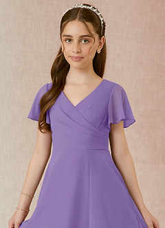 Azazie Induh Junior Tahiti A-Line Ruched Chiffon Dress image4
