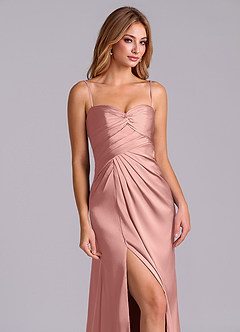 Azazie Sabrine Final Sale Rosette A-Line Sweetheart Neckline Stretch Satin Dress image6