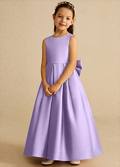 Azazie Cailee 플라워 걸 드레스 볼가운 주름진 매트 새틴 발목 길이 드레스 image4