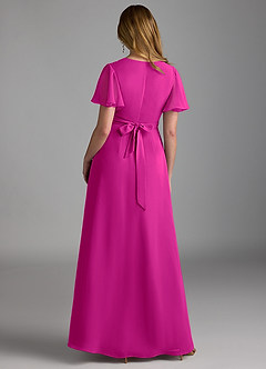 Azazie Zaniah Bridesmaid Dresses Fuchsia A-Line Chiffon Dress image2