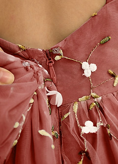 Azazie Bean Flower Girl Dresses Terracotta Ball-Gown Sleeveless Tulle Dress image6