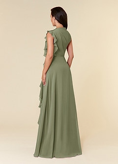 Azazie Narine Mother of the Bride Dresses Pistachio A-Line High Neckline Pleated Chiffon Dress image4