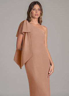 Azazie Capri Bridesmaid Dresses Champagne Rose A-Line One Shoulder Chiffon Dress image7