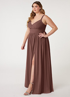 Azazie Chanel Bridesmaid Dresses Espresso A-Line Pleated Chiffon Dress image10