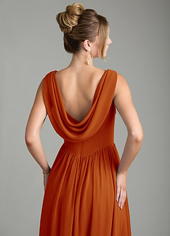 Azazie Novi Robes de demoiselle d'honneur Robe Trapèze en Mousseline de soie Plissée Paprika image2