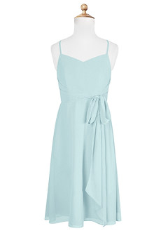 Azazie Doll Junior Sea Glass A-Line Bow Chiffon Dress image5