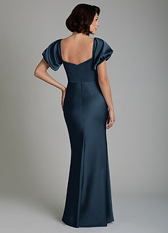 Azazie Lea Bridesmaid Dresses Dark Navy Mermaid Off the Shoulder Stretch Satin Convertible Dress image2