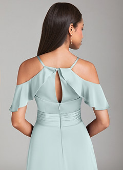 Azazie Dakota Bridesmaid Dresses Mist A-Line Off the Shoulder Stretch Satin Dress image6