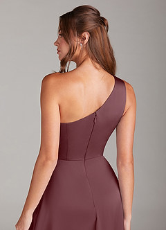 Azazie Brooke Suknie dla druhen Linia A Jedno ramię Satyna elastyczna Długość kostki Sukienka image2