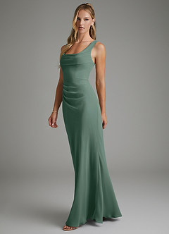 Azazie Asa Bridesmaid Dresses Sea Moss Sheath Corset Chiffon Dress image4