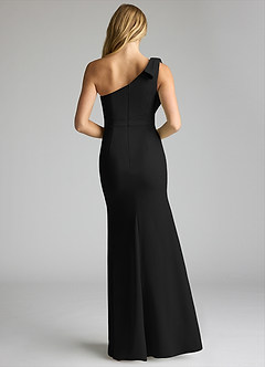 Azazie Rinna Bridesmaid Dresses Black Mermaid One Shoulder Stretch Crepe Dress image4