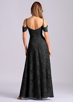 Azazie Marley Final Sale Black A-Line Off the Shoulder Floral Burnout Convertible Dress image6