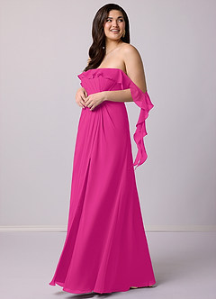 Barbie ♥ Azazie Bridesmaid Dresses Barbie Pink A-Line Off the Shoulder Chiffon Convertible Dress image11