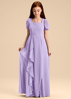 Azazie Priya Junior Abito A-Line in Chiffon Blusa Lilla image5