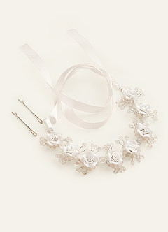 front 3D Floral Flower Girl Headpiece
