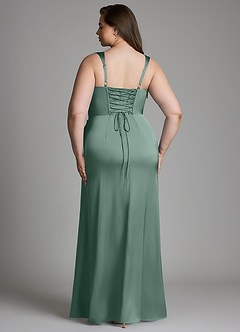 Azazie Sierra Robes à essayer chez vous Robe Trapèze en Satin extensible Corset Rose Poussiéreuse image9