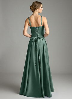 Azazie Evadina Suknie dla druhen Linia A Gorset Satyna elastyczna Do ziemi Sukienka image2