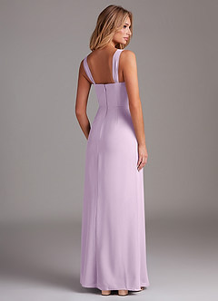 Azazie Denice Bridesmaid Dresses Frosted Lilac Sheath Pleated Chiffon Dress image6