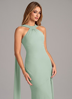 Azazie Kinsley Vestidos de damas de honor Vestido de Agave de Gasa de Corte Sirena con Plisado image7