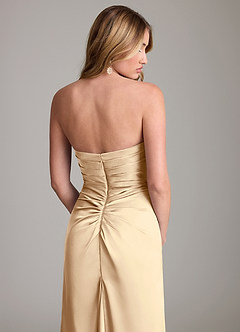 Azazie Lucille Bridesmaid Dresses Champagne Mermaid Strapless Stretch Satin Convertible Dress image7