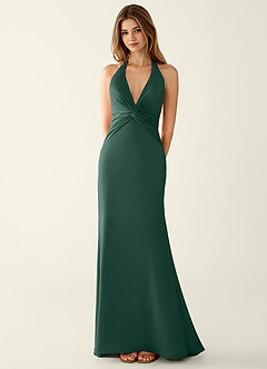 Clio Red Satin V-neck Mermaid Prom Dress image3