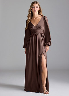 Azazie Norah Abiti da Damigella Abito A-Line in Raso Elasticizzato Ganache image1