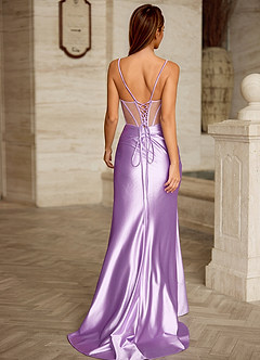 Bianca Lilac Rhinestone Cutout Corset Satin Prom Dress image2