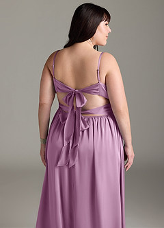 Azazie Zeya Robes de demoiselle d'honneur Robe Trapèze en Satin extensible Plissée Glycine image15