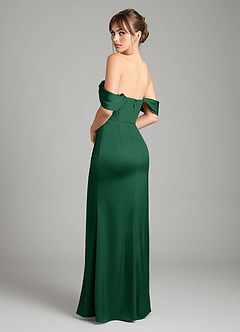 Azazie Johana Bridesmaid Dresses Dark Green Mermaid Off the Shoulder Stretch Satin Convertible Dress image8