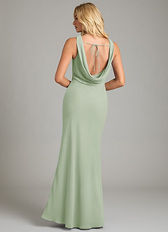 Azazie Rylina Vestidos de damas de honor Vestido de Salvia Polvorienta de Gasa de Corte Sirena con Plisado image6