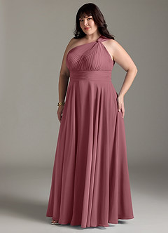 Azazie Charlize Bridesmaid Dresses Desert Rose A-Line One Shoulder Chiffon Dress image11