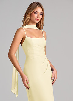 Azazie Calandra Bridesmaid Dresses Lemon Sorbet Sheath Pleated Chiffon Dress image6
