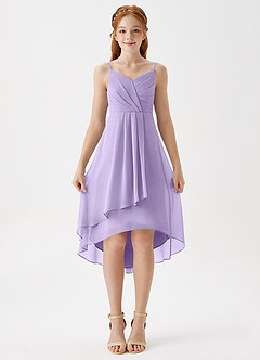 Azazie Mariam Junior Lilac A-Line Pleated Chiffon Dress image4